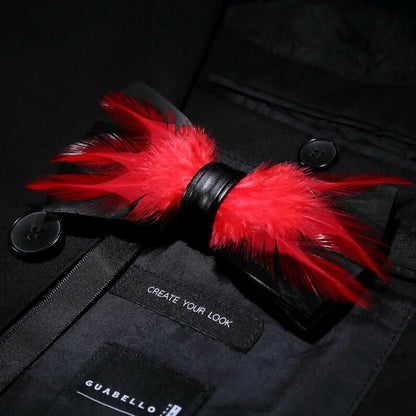 Men's Luxury Bowtie 12x5cm Peacock Feather Leather Bow Ties Fashion Party Formal