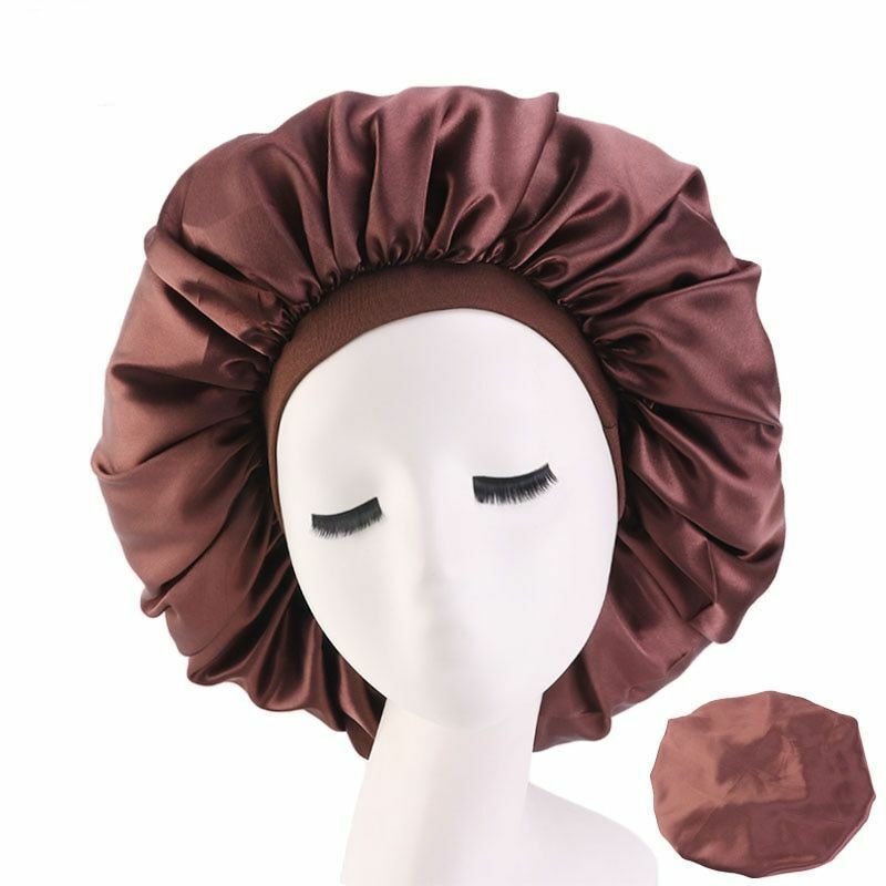 Sleep Night Cap Big Size Beauty Satin Silky Bonnet Head Cover Hat Curly Springy