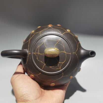 Chinese Yixing Purple Clay Teapot Zisha Ceremony Collectible Calligraphy Teaware
