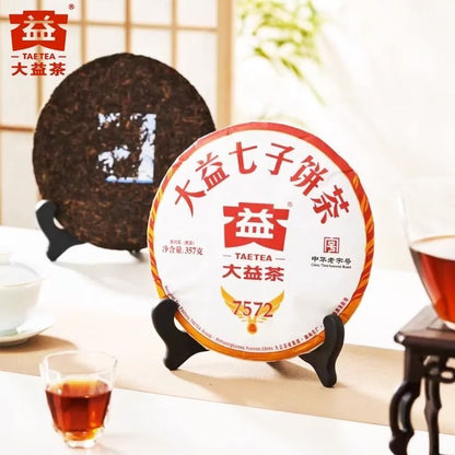 2023 TAETEA 7572 Menghai Dayi Puer Tea Ripe Pu-erh Yunnan Pu'er Tea Cake 357g