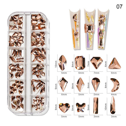Nail Charms 30Pcs Boxed Luxury Shiny Planet Alloy 3D Art Rhinestones Bling Decor