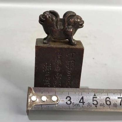 China copper animal table Ornament Statue Tea Pet home decor fortune seal gift