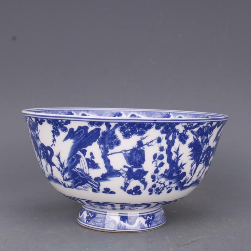 Collect China Jingdezhen Porcelain Blue and White Person In Literature Bowl