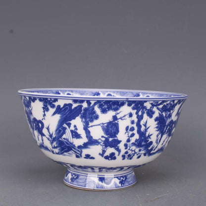 Collect China Jingdezhen Porcelain Blue and White Person In Literature Bowl
