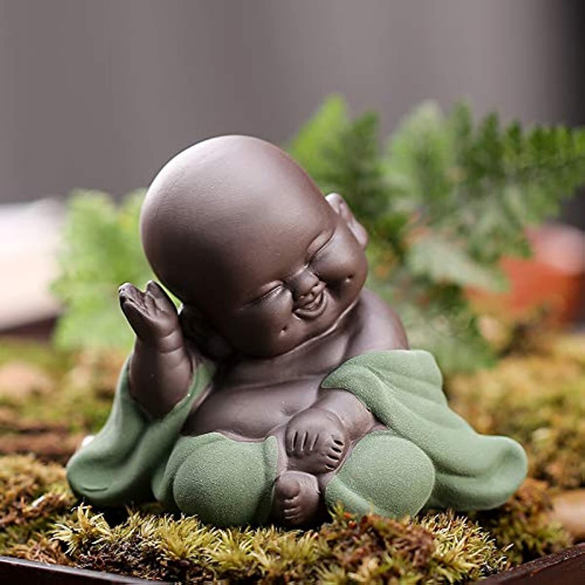 Ceramic Little Cute Buddha Statue Monk Figurine Creative Baby Crafts