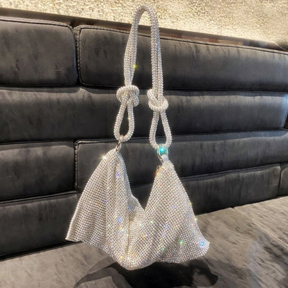 Hobo Shoulder Bag Handle Shining Rhinestone Evening Clutch Purse Crystal Handbag
