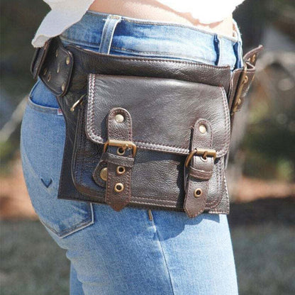 Medieval Steampunk PU Leather Waist Bag Hip Pocket with Buckle Cosplay