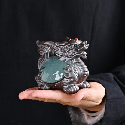 Dragon Turtle Crackle Glaze Purple Sands Tea Pet 10cm 4in Tea Ceremony Tea Play