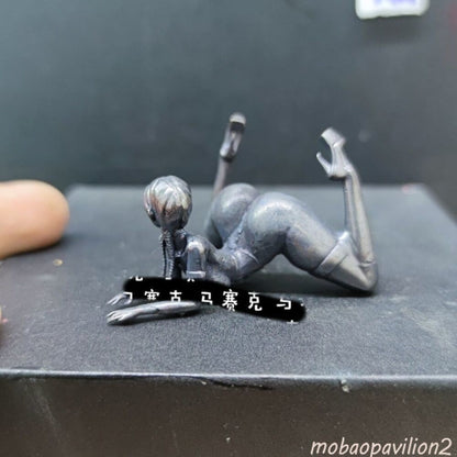 Chinese Old Bronze Copper Statue Hand Carved Beauty Figurine Mini Decoration