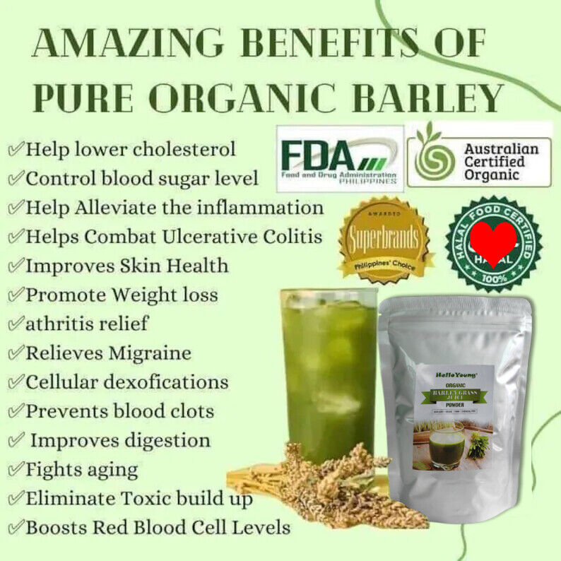 100% Pure And Organic Green Tea Barley Grass Powdered Drink Barley Health 250g