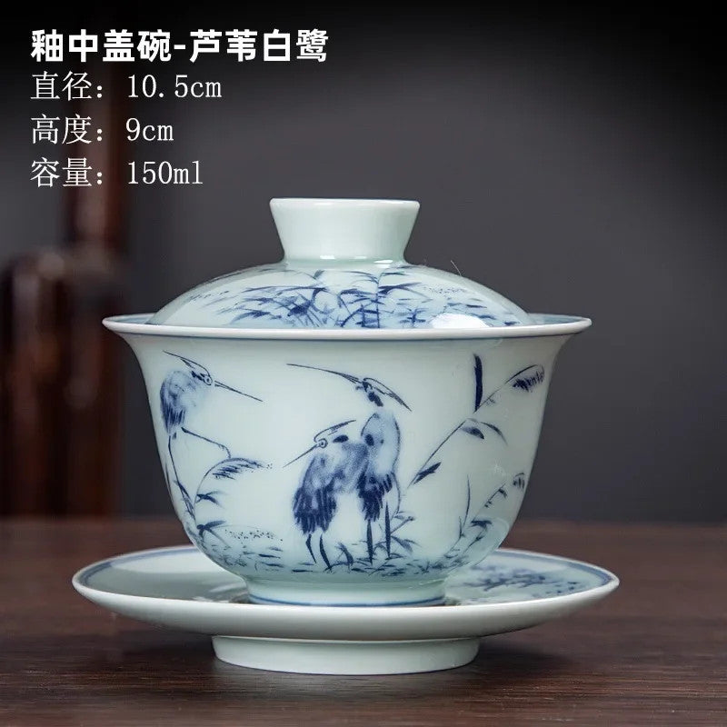 150ml Exquisitely Ceramic Gaiwan Chinese Hand-painted Kung Fu Tea Cup Tea Bowl