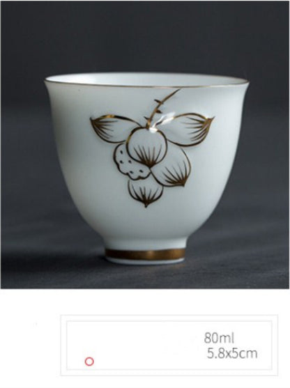 Ceramic Phnom Penh Handmade Teacup Hand Painted Lotus Master Cup Porcelain