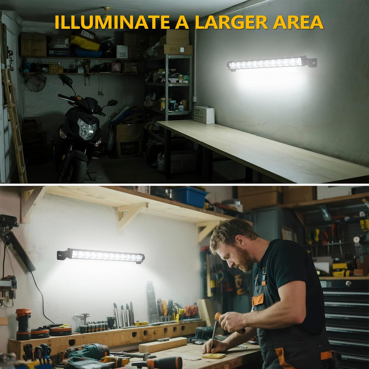 2 Pack 24W LED Shop Light, Plug in Garage Light with 6.5FT Cord and On/Off Switc