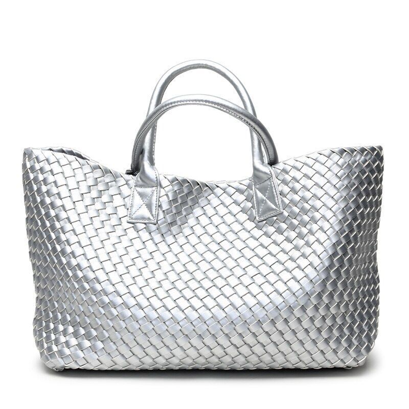 Woven Handbags Imitation Sheepskin Shoulder Bag Large Bucket Bag Women Leather