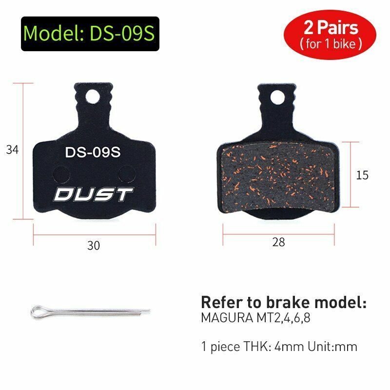 Bicycle Disc Brake Pad 2 pairs (4 pcs) Bike Hydraulic Semi-Metallic Cycling SRAM