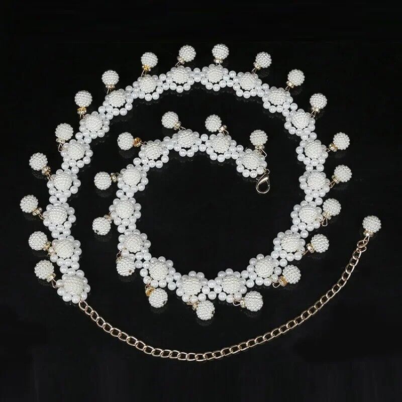 Women Belt Waist Chain Woven Summer Fashion Ladies Pearl Beads Dance Wear