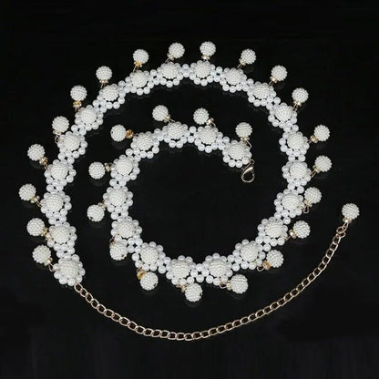 Women Belt Waist Chain Woven Summer Fashion Ladies Pearl Beads Dance Wear