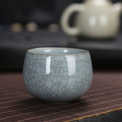 Marked Tea Cup Crackle Glaze Brother Kiln Porcelain Cup Longquan Celadon Cup Tea