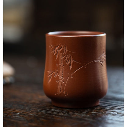 Chinese Tea Mug Real Yixing Zisha Dahongpao Clay Tea Cup Bamboo Carve Master Cup
