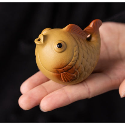 Yellow Mud Purple Sands Fish Tea Pet 5.9cm Kung Fu Tea Set Tea Tray Decoration