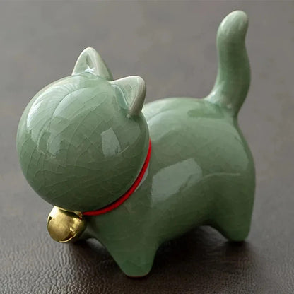7cm Ceramics Fortune Cat Ornament Tea Pet Desktop Ornaments Tea Set Accessories