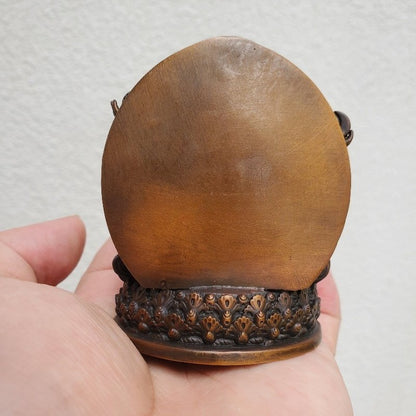 8CM Old Nepal Pure Copper Bull King Pearl Heavenly Bodhisattva Buddha Statue