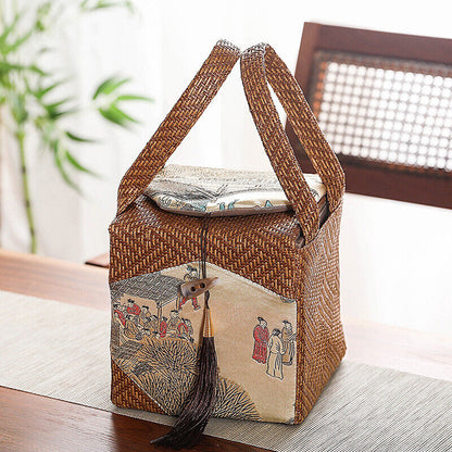 Tea Teaware Storage Bag Pouch Portable Vine Weaving Single Pot Gifts Box