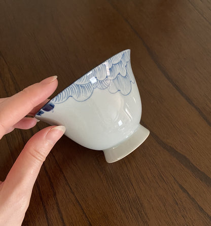 120ml Chinese Porcelain Gaiwan Hand Painted Lotus Tea Cup Bowl Kung Fu Tea Set