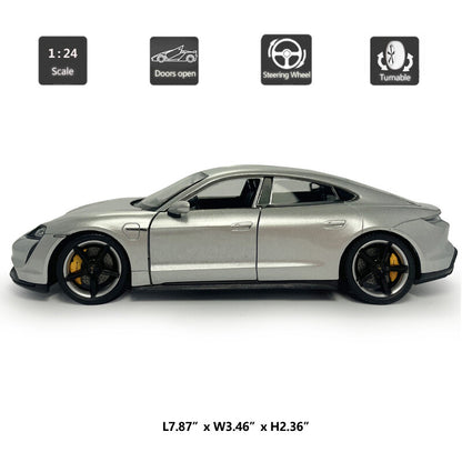 1/24 Porsche Taycan Turbo S Model Car Diecast Toy Vehicle Collectible Silver