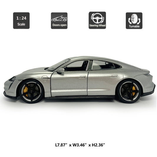1/24 Porsche Taycan Turbo S Model Car Diecast Toy Vehicle Collectible Silver