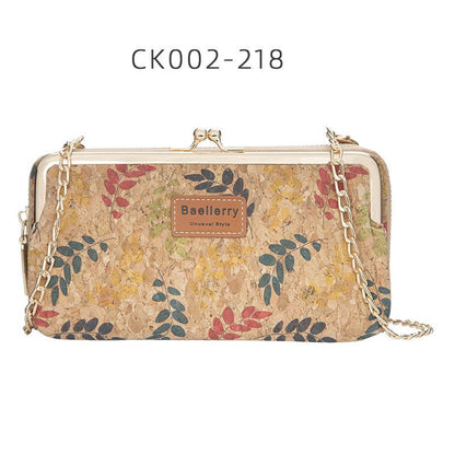 Wallets Wood Grain Chain Long Phone Holder Classic Purse Zipper Wallet 11*5*20CM