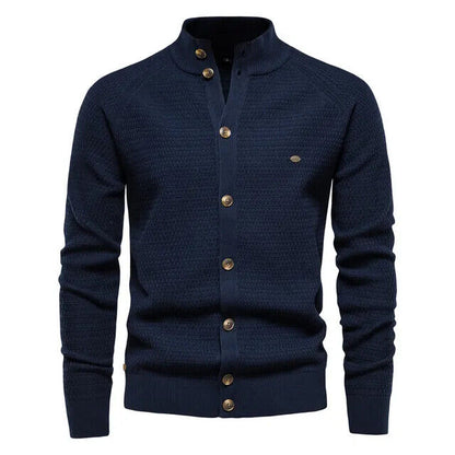 Winter Fashion Mens Cardigan Cotton High Quality Button Mock Neck Men's Sweater