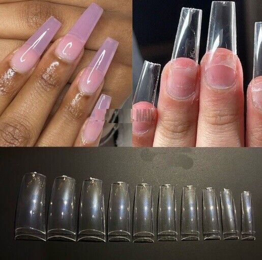 False Nails Tips Plastic Stiletto Straight Half Covers Acrylic Extensions 500Pcs
