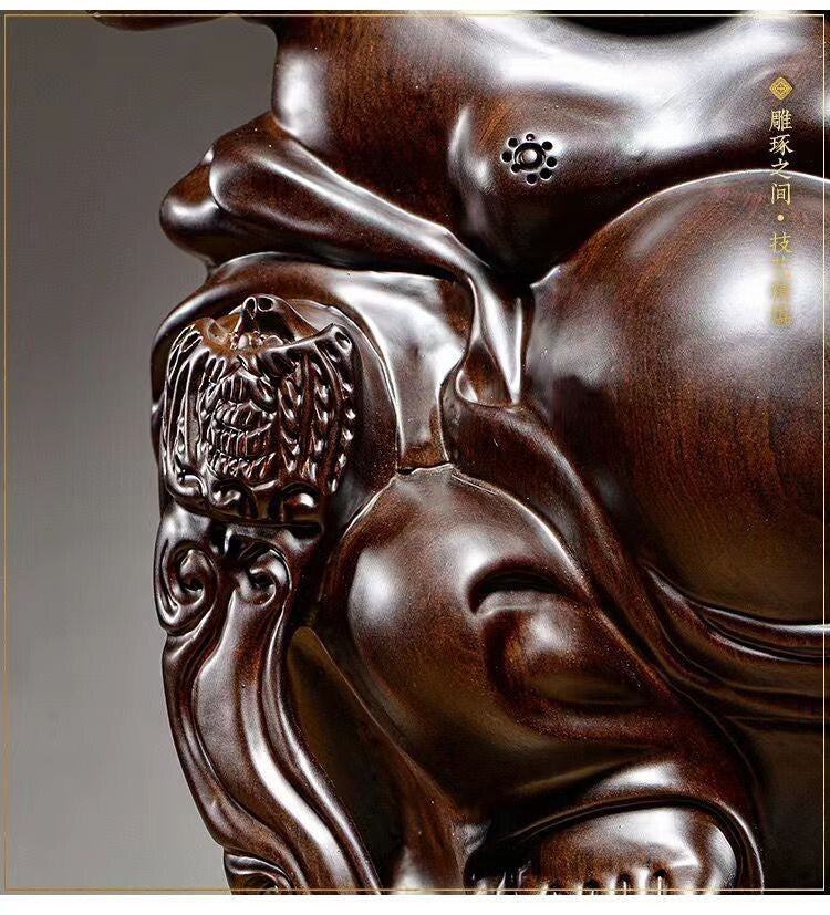 chinese black sandalwood wood carving Maitreya buddha Home Decoration