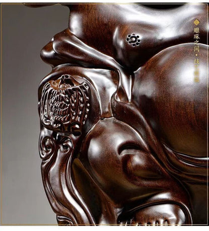 chinese black sandalwood wood carving Maitreya buddha Home Decoration