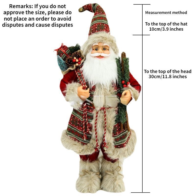 Christmas Ornaments 30-45cm Large Santa Claus Dolls Standing Figurine Home Decor