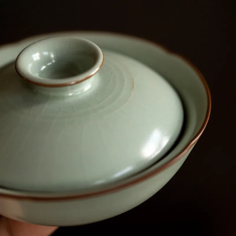 90ml Chinese Ceramic Ru Kiln Gaiwan Ancient Tea Tureen Cover Bowl Kungfu Teaware