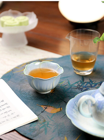 Jingdezhen Kiln Change Glaze Pot Flower Cup Handmade Ceramic Pot Cup Tea Set