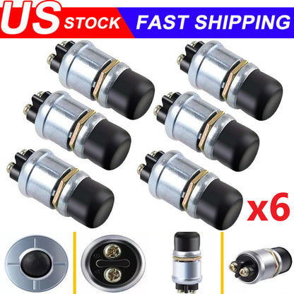 6PCS 12 Volt DC Heavy-Duty Start Momentary Push-Button Starter Switch (50 Amps)