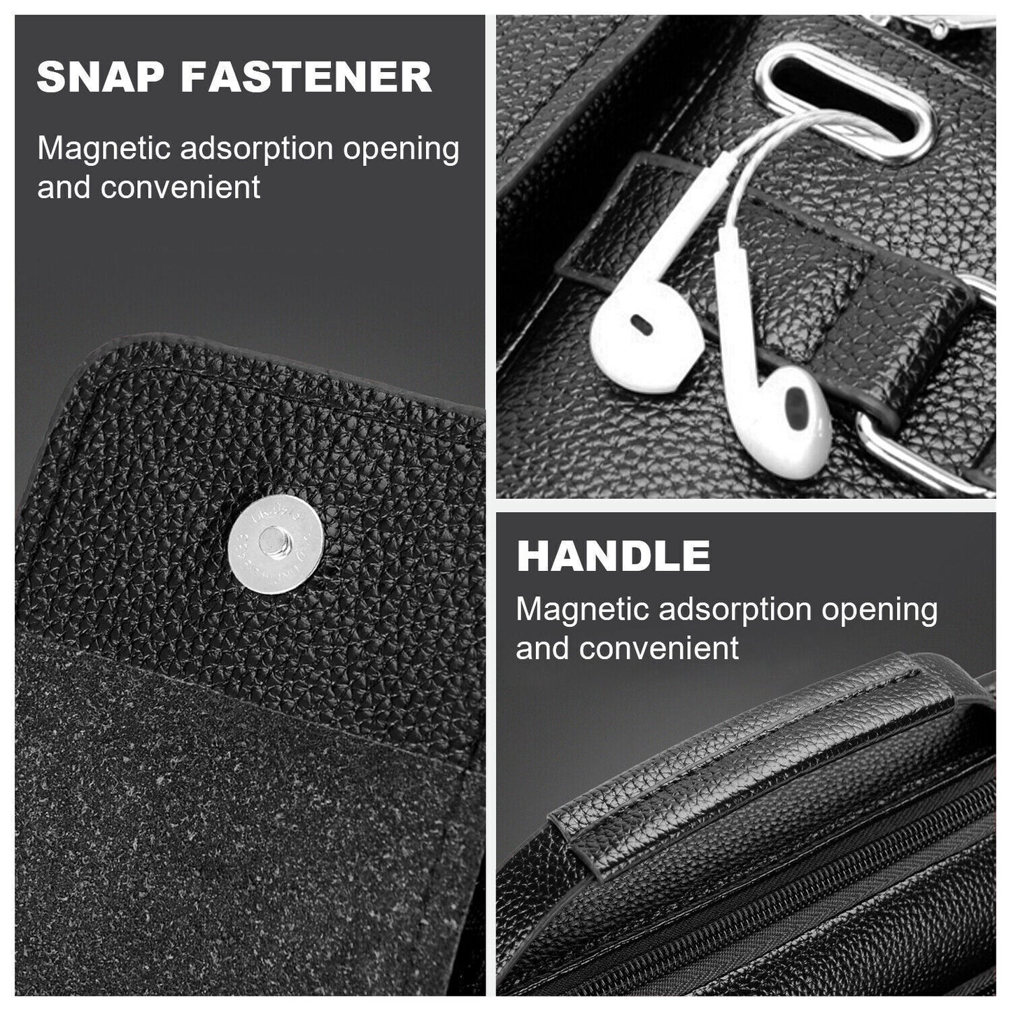 Men's Business Handbag Leather Crossbody Bag Briefcase Shoulder Messenger Bag