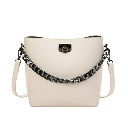 Shoulder Bag Bucket Metal Chain Handbag Leather Messenger 22*10*23 CM Polyester