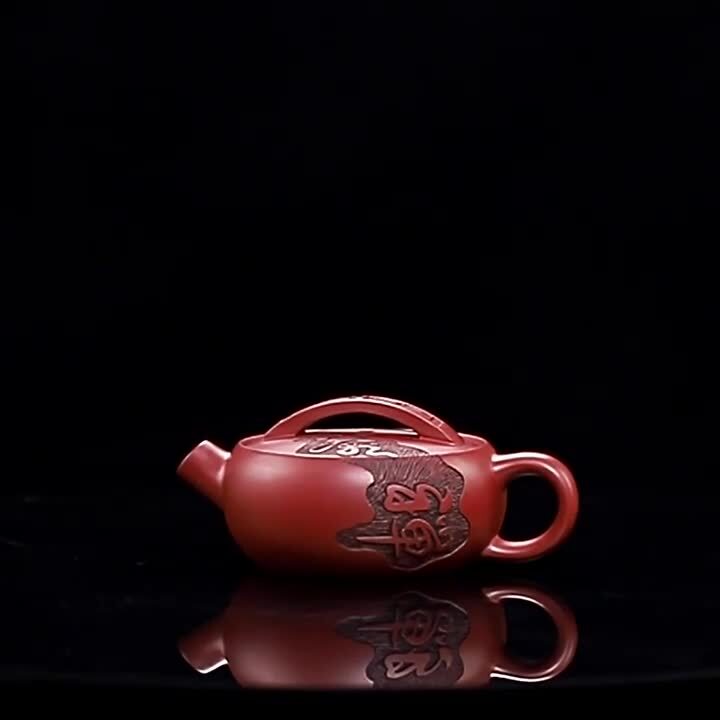 120ml Hanwa pot big opening handmade carved real yixing zisha dragon blood clay