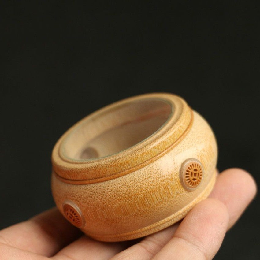 Handmade Bamboo Singing Insect Box Round Cricket Keeper Case 6.5cm Chinese Craft