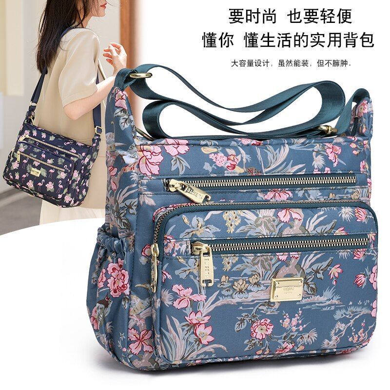 Crossbody Casual Shoulder Bag Rural Style Cloth Nylon Waterproof Shopper Handbag