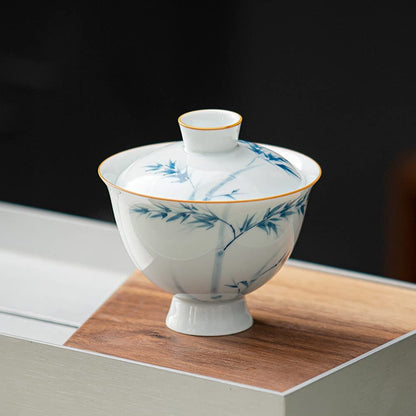 130ml Handmade Pattern Gaiwan Bowl Teacup Household Ceramic Kungfu Tea Set