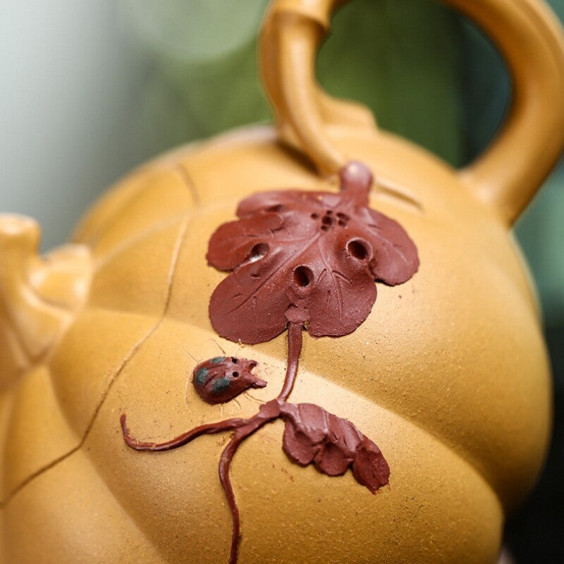 Handmade Tea Pot Pumpkin Shape 9 Infuser Holes Real Yixing Zisha Duan Clay Pot