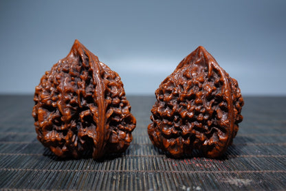 Vintage Chinese Natural Walnut Statue A Pair Collection Art Gift