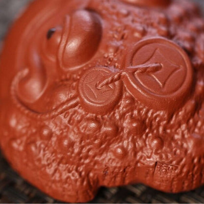Chinese Table Decoration Yixing Zisha Dahongpao Clay Tea Pet Toad Artware Small