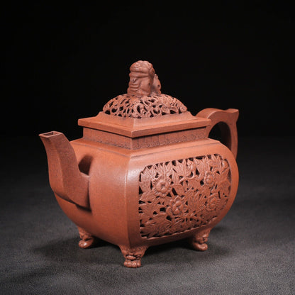 Chinese Yixing Zisha Clay Handmade Exquisite Teapot（四方狮尊 底款：大清乾隆年制）