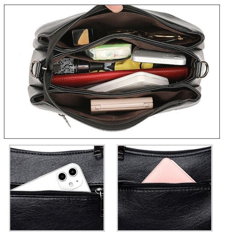 Women's Leather Shoulder Crossbody Bag Lady Satchel Tote Bag Messenger Large